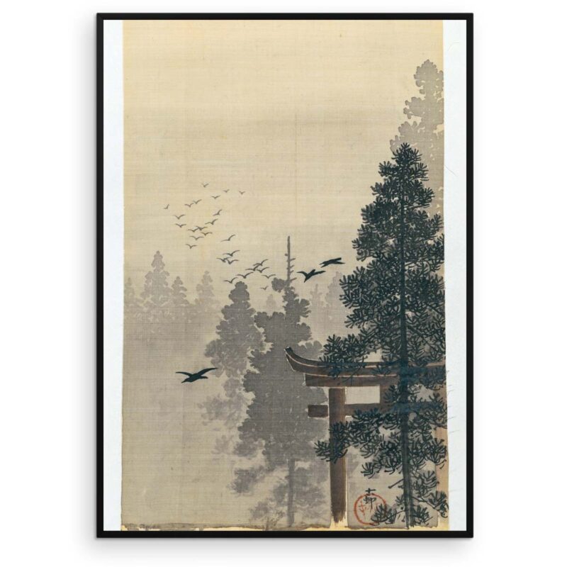Plakat - Japansk Træsnit - Landskab med fugleflok af Ohara Koson - Aruhana