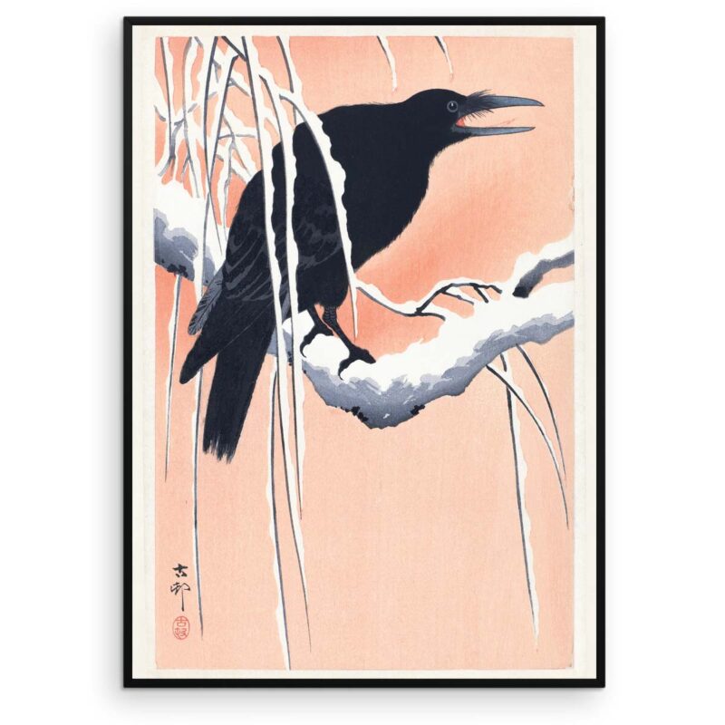Plakat - Japansk Træsnit - Krage på en gren - Ohara Koson - Aruhana