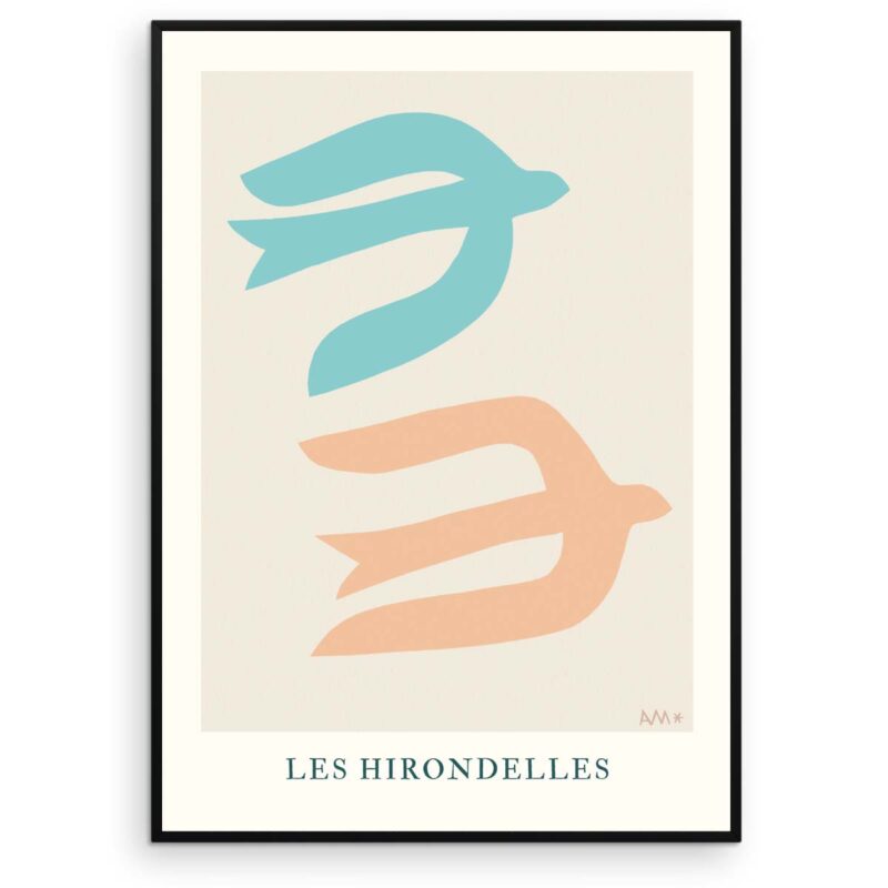 Paper cut plakat - Les Hirondelles (Svalerne) - Aruhana