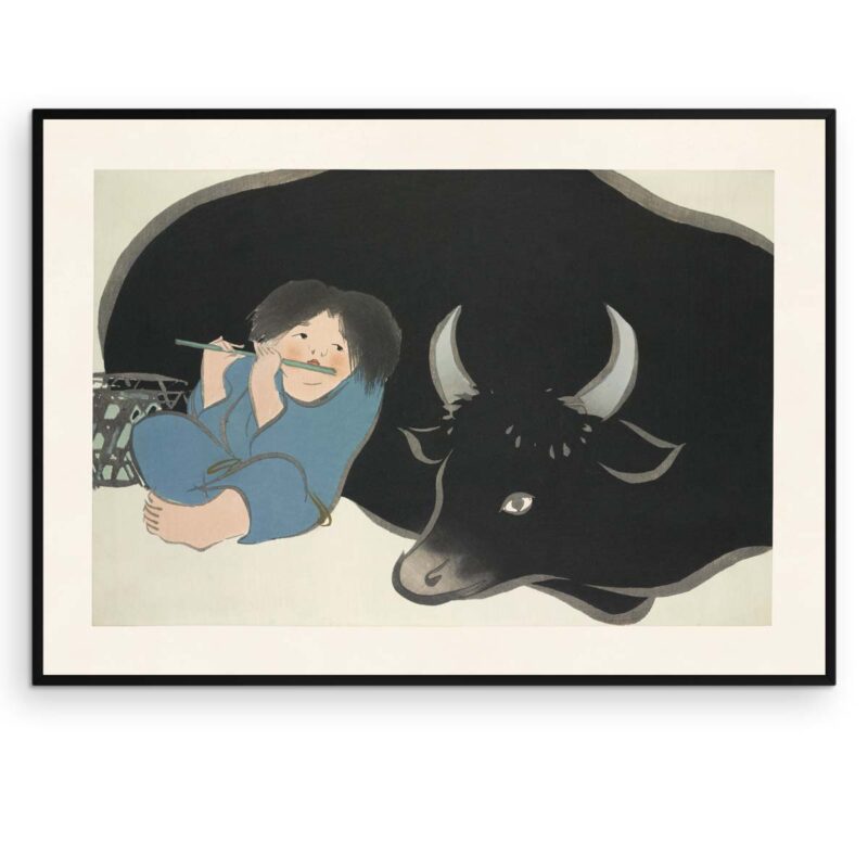 Okse og hyrde - Kamisaka Sekka Plakat - Aruhana