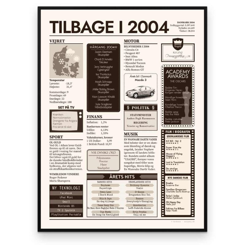 Tilbage i 2004 - Årstals plakat - Årgang 04 - Ramme
