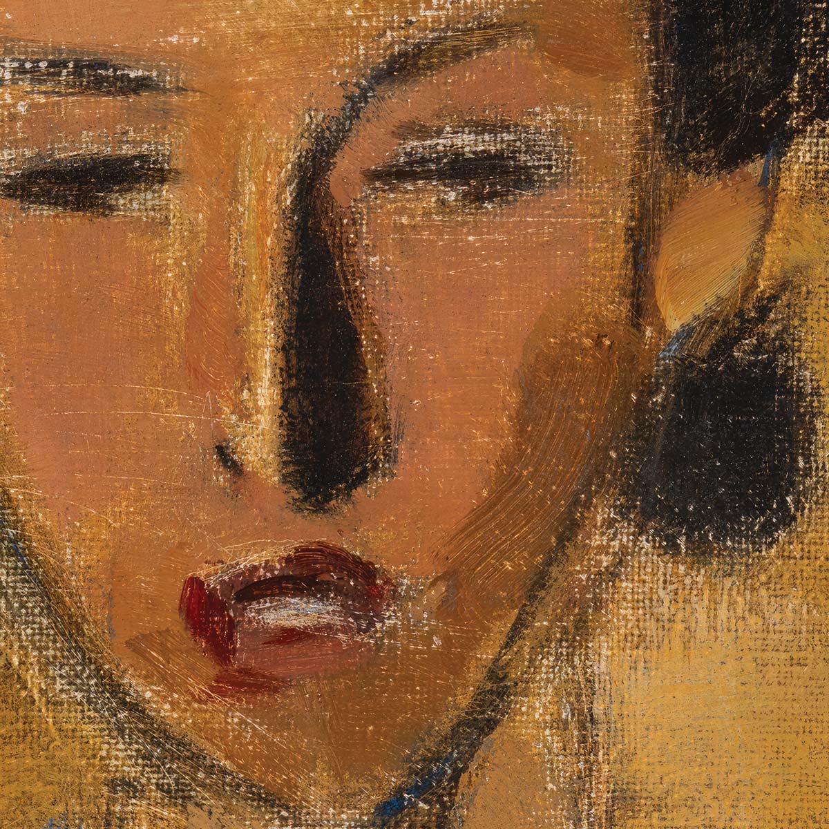 Inez (Portræt i blå og brun) - Helene Schjerfbeck plakat - Detalje