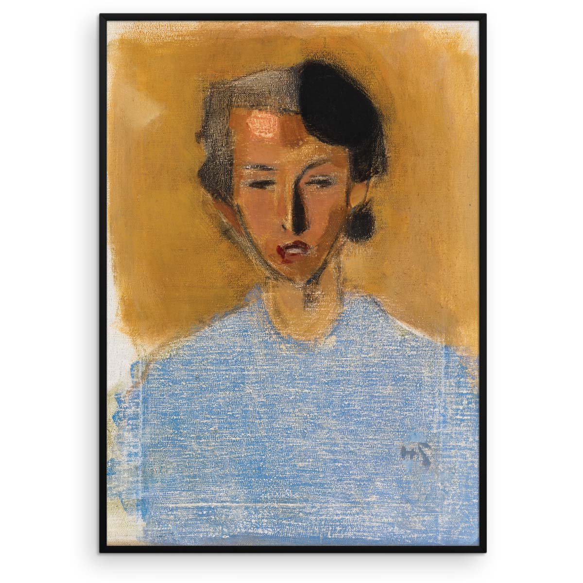 Inez (Portræt i blå og brun) - Helene Schjerfbeck plakat - Aruhana